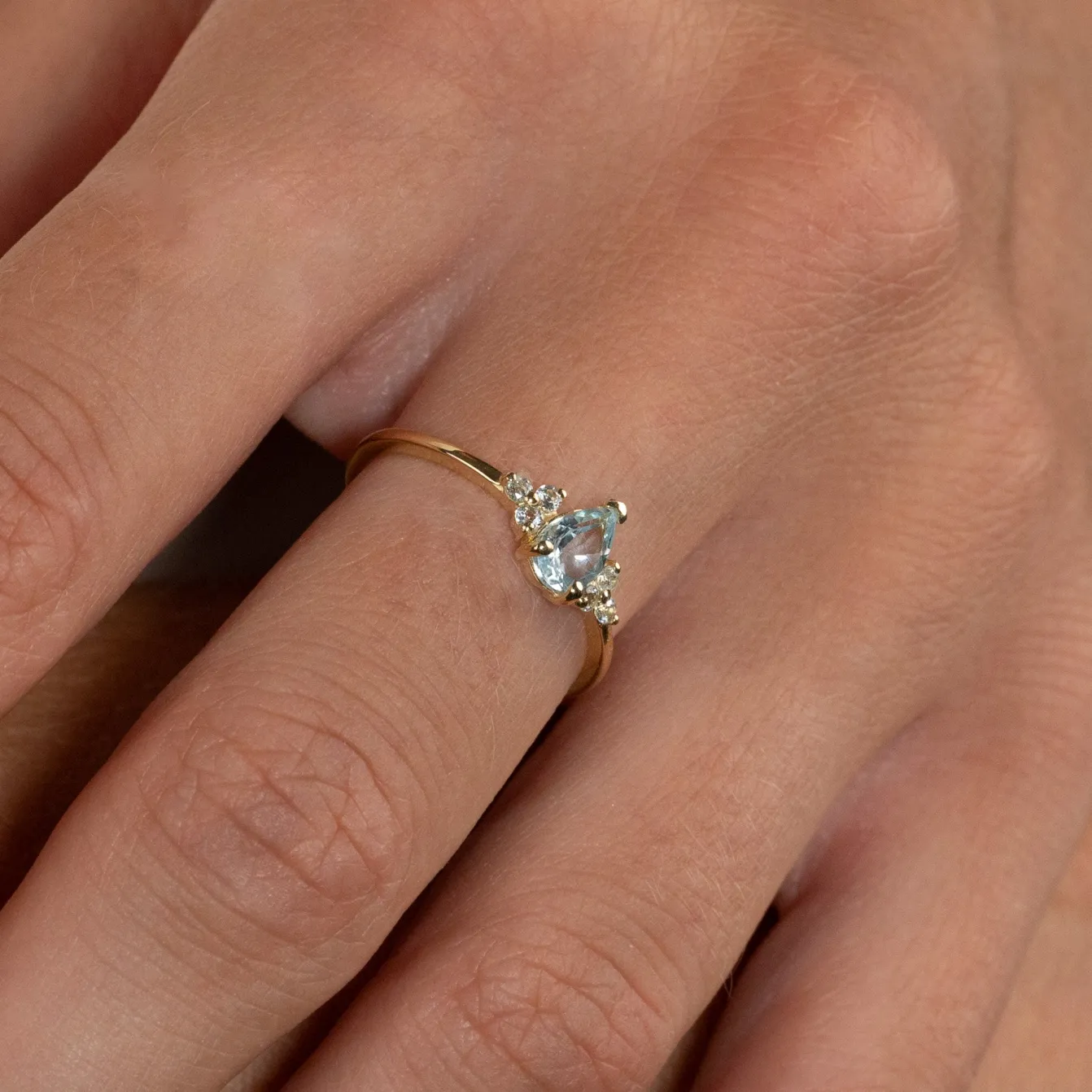 CASSANDRA BLUE TOPAZ SOLID GOLD RING