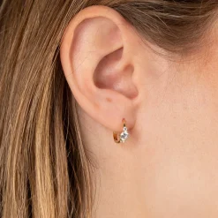 CASSIE CRYSTAL SOLID GOLD EARRING