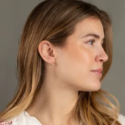 CASSIE CRYSTAL SOLID GOLD EARRING