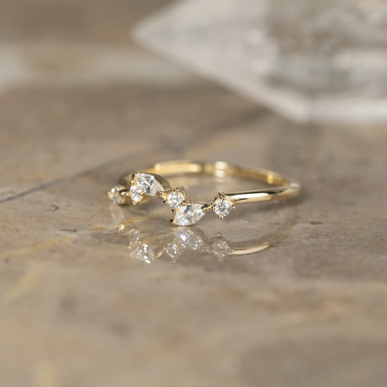 CATALINA CRYSTAL SOLID GOLD RING