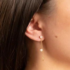 CHLOE MOONSTONE PEARL GOLDEN EARRING - Sisi Copenhagen
