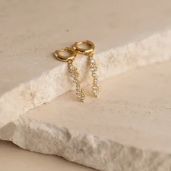 Clair Crystal Guld Hænge Ørering - Sisi Copenhagen
