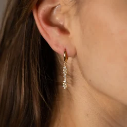 Clair Crystal Guld Hænge Ørering - Sisi Copenhagen