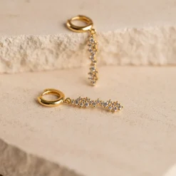 Clair Crystal Guld Hænge Ørering - Sisi Copenhagen
