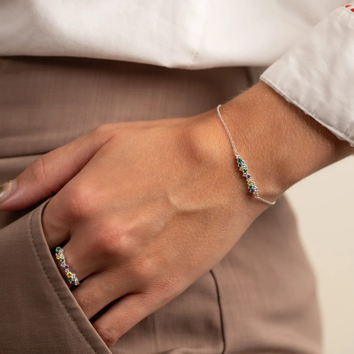 CLAIR RAINBOW SILVER BRACELET