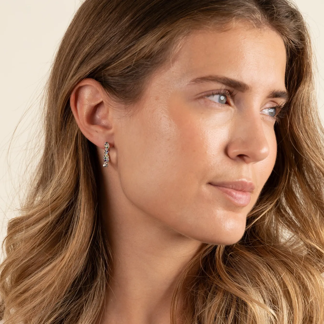 CLAIR RAINBOW SILVER CREOL EARRING - Sisi Copenhagen