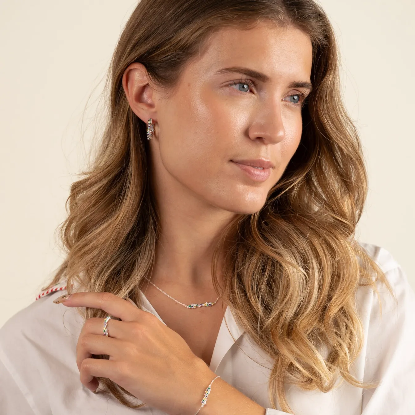 CLAIR RAINBOW SILVER CREOL EARRING - Sisi Copenhagen