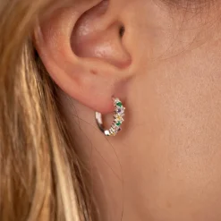 Clair Rainbow Sølv Lille Huggie Ørering - Sisi Copenhagen