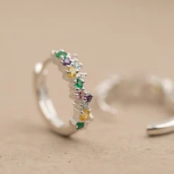 Clair Rainbow Sølv Lille Huggie Ørering - Sisi Copenhagen