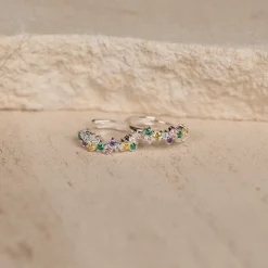 Clair Rainbow Sølv Lille Huggie Ørering - Sisi Copenhagen