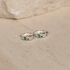 Clair Rainbow Sølv Mini Huggie Ørering - Sisi Copenhagen