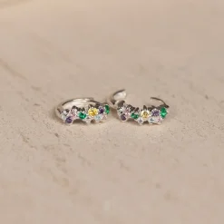 Clair Rainbow Sølv Mini Huggie Ørering - Sisi Copenhagen