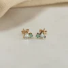 CLARIS BLUE TOPAZ SOLID GOLD STUD EARRING