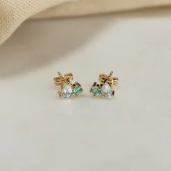 CLARIS BLUE TOPAZ SOLID GOLD STUD EARRING