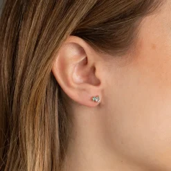 CLARIS BLUE TOPAZ SOLID GOLD STUD EARRING