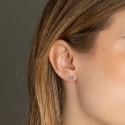 CLARIS BLUE TOPAZ SOLID GOLD STUD EARRING