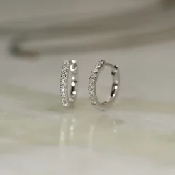 CLASSIC DIAMOND CREOL EARRING - 0.15ct - WG