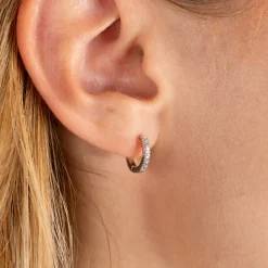 CLASSIC DIAMOND CREOL EARRING - 0.11ct - WG
