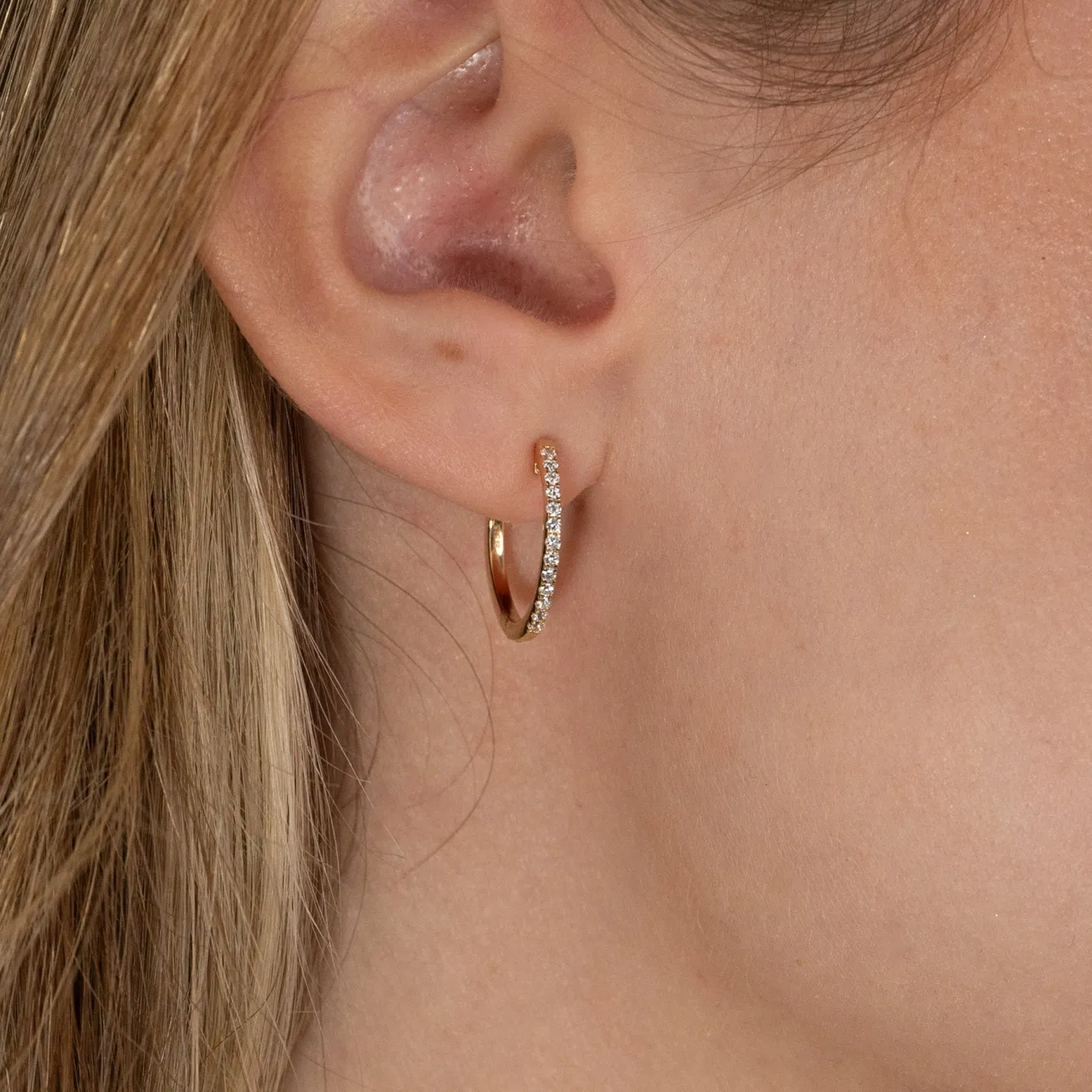 CLASSIC DIAMOND CREOL EARRING - 0.2ct - YG