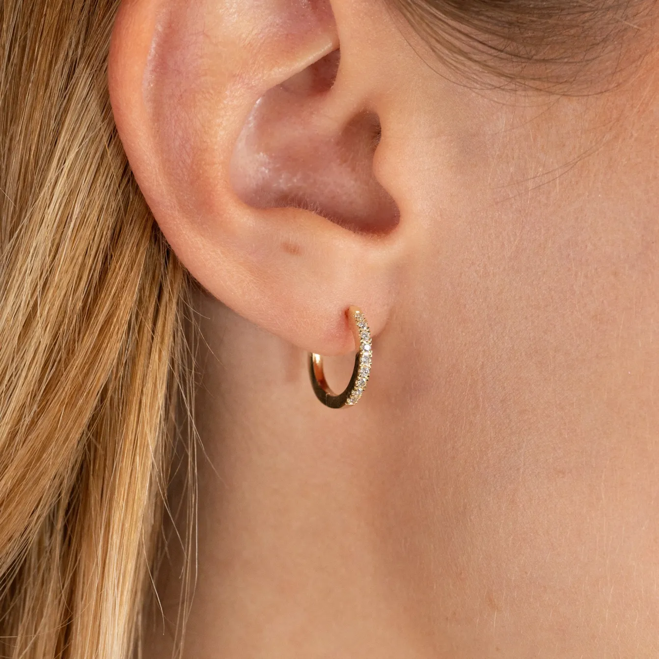 CLASSIC DIAMOND CREOL EARRING - 0.15ct - YG