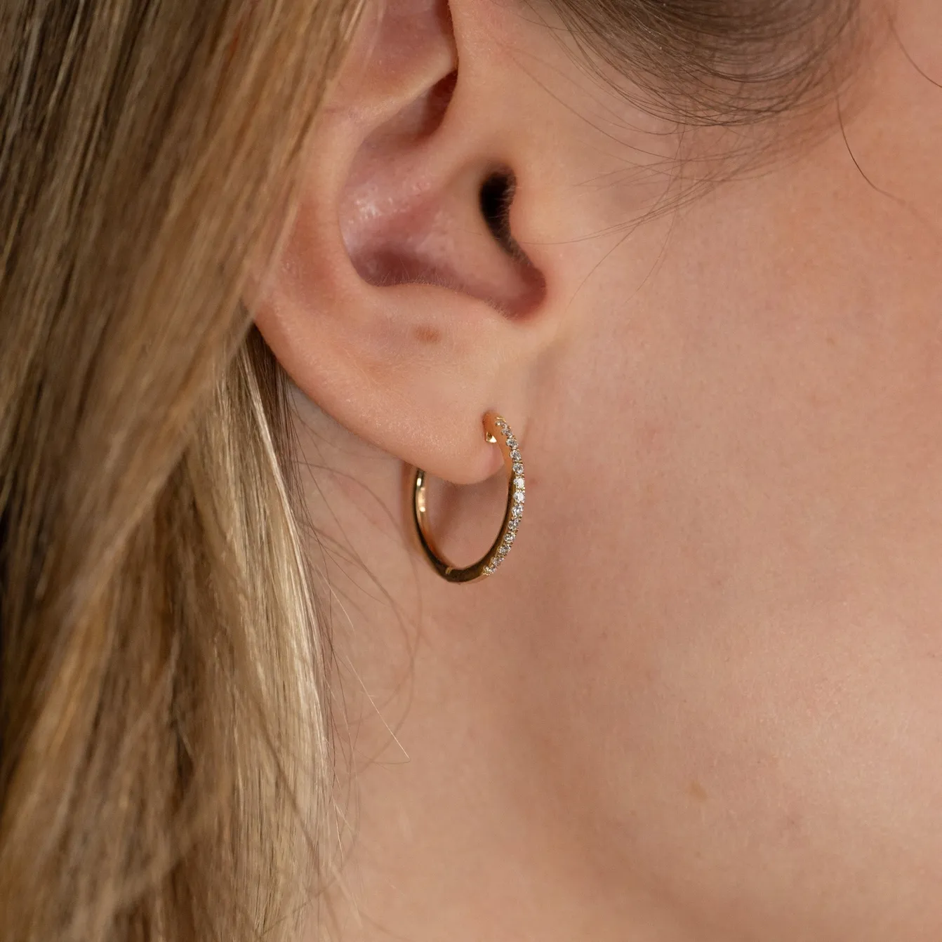 CLASSIC DIAMOND CREOL EARRING - 0.2ct - YG