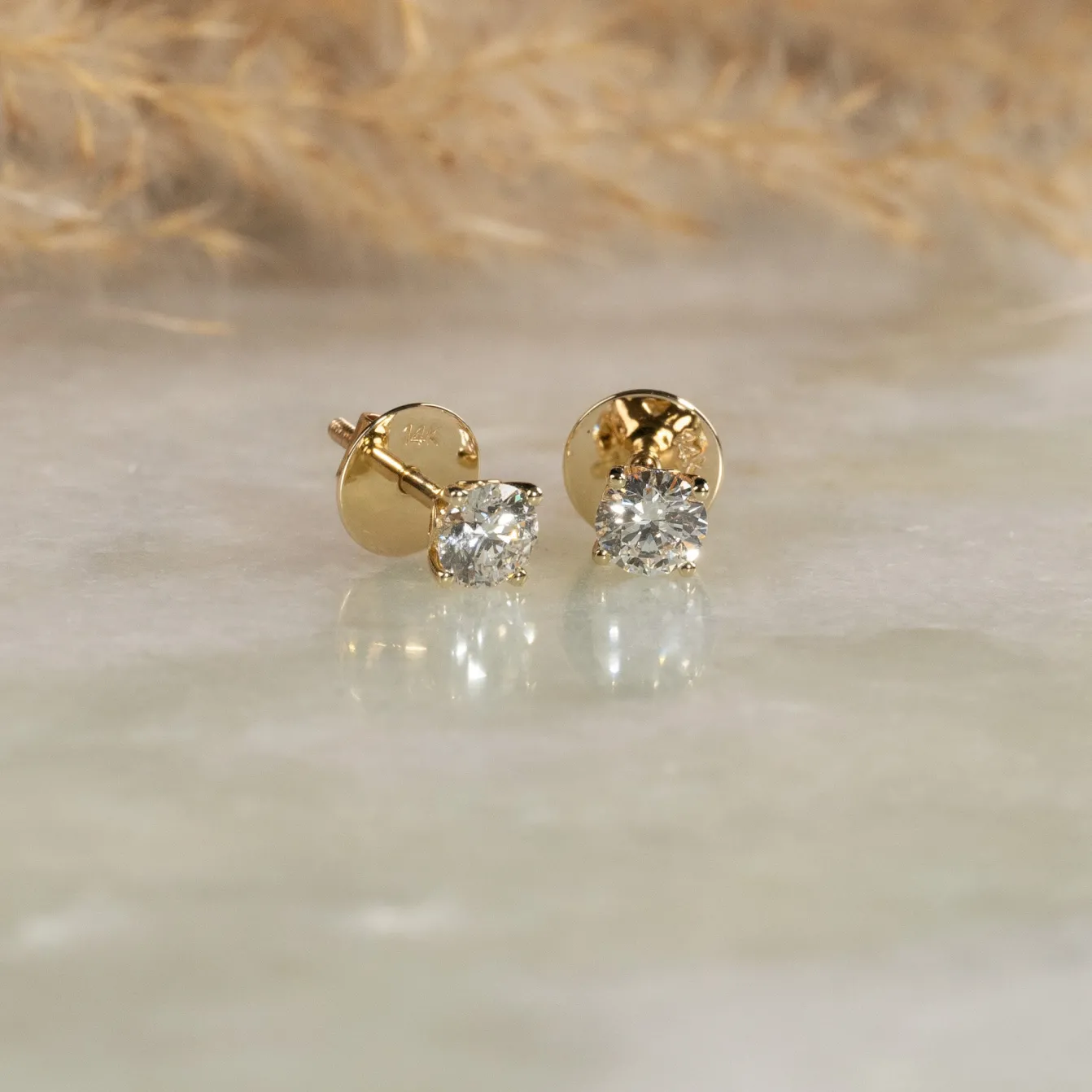 CLASSIC SOLITAIRE DIAMOND STUD EARRING - 1.0ct - YG