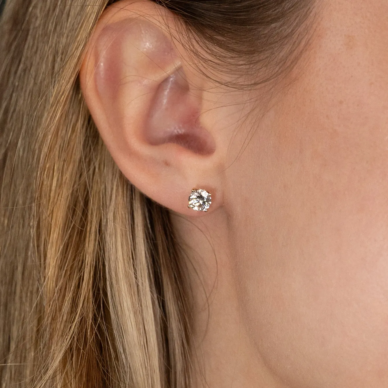 CLASSIC SOLITAIRE DIAMOND STUD EARRING - 1.5ct - YG