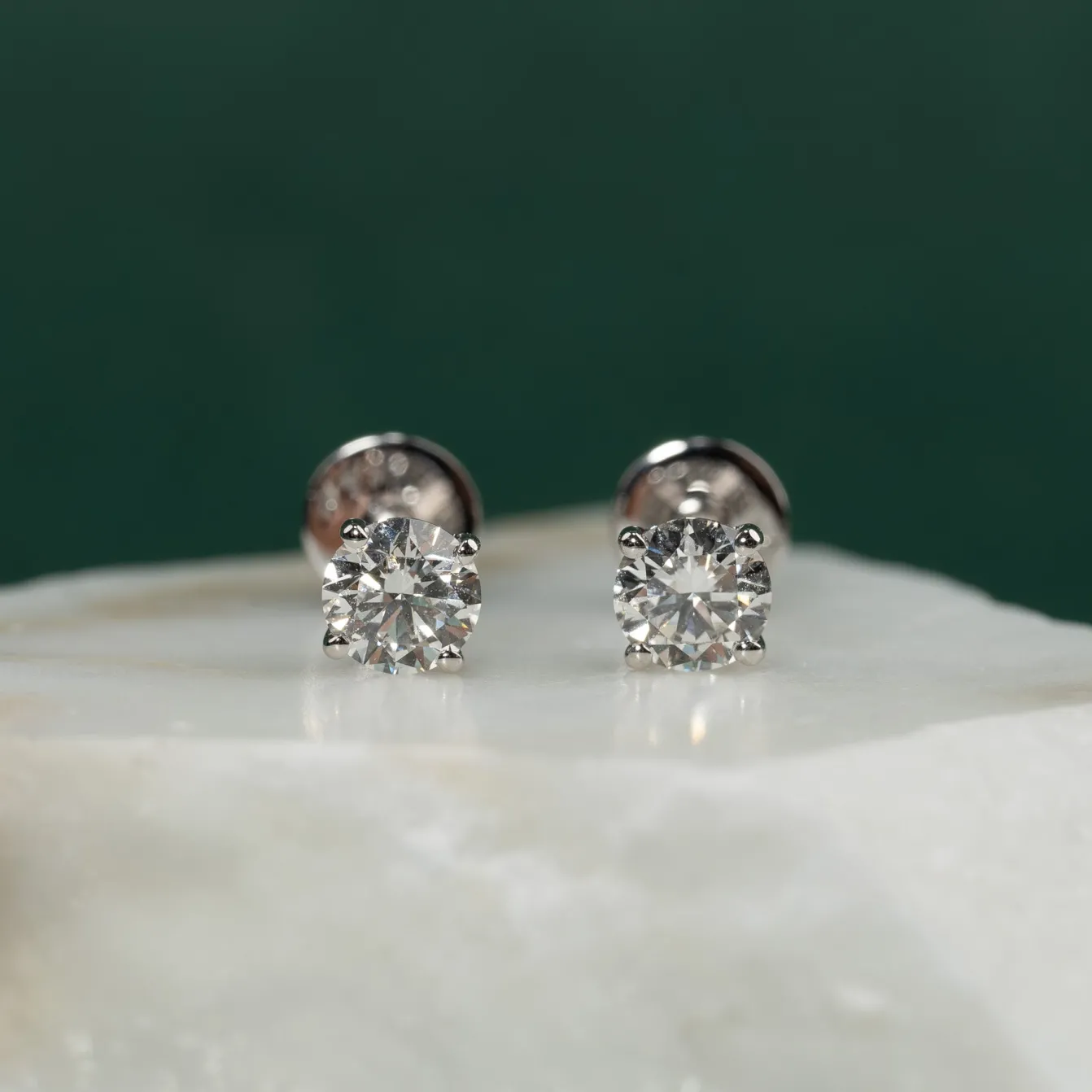 CLASSIC SOLITAIRE DIAMOND STUD EARRING - 0.5ct - WG