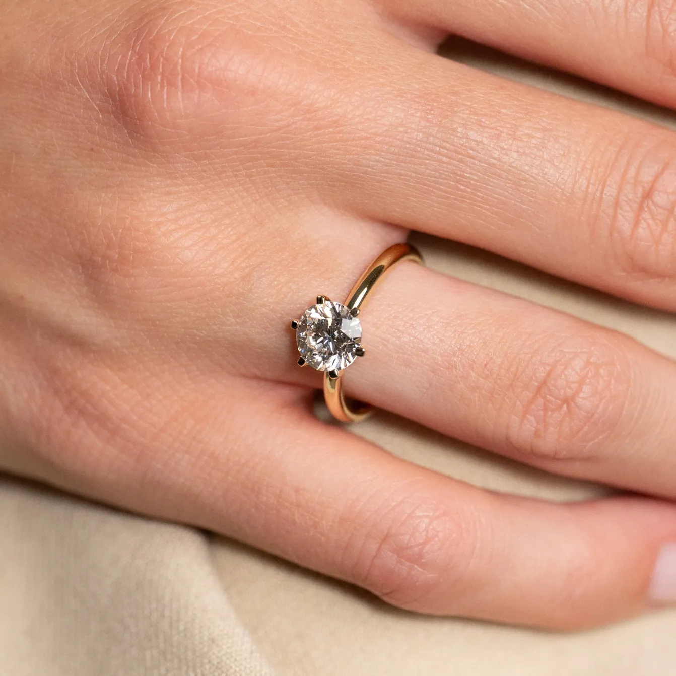 CLASSIC SOLITAIRE 6-PRONG DIAMOND RING - 1.5ct - YG
