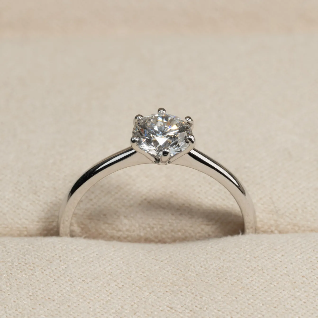 CLASSIC SOLITAIRE 6-PRONG DIAMOND RING - 0.75ct - WG