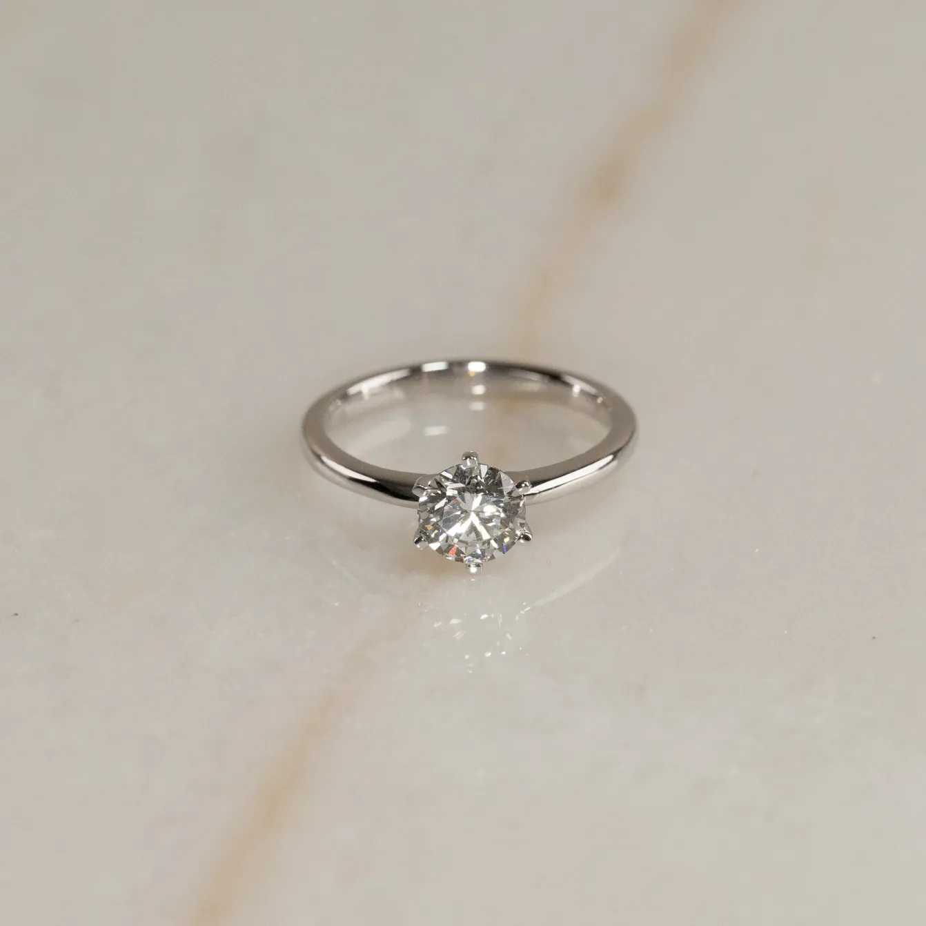CLASSIC SOLITAIRE 6-PRONG DIAMOND RING - 1.0ct - WG