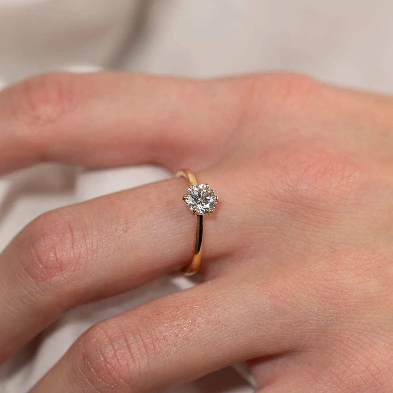 CLASSIC SOLITAIRE 6-PRONG DIAMOND RING - 0.75ct - YG