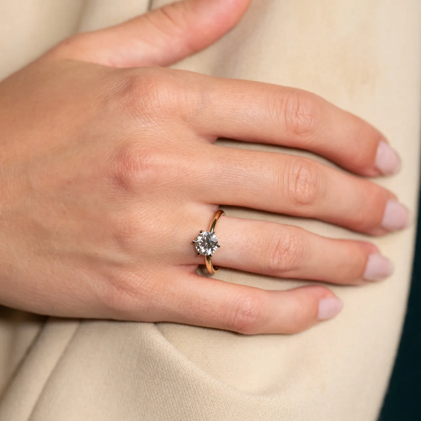 CLASSIC SOLITAIRE 6-PRONG DIAMOND RING - 1.5ct - YG