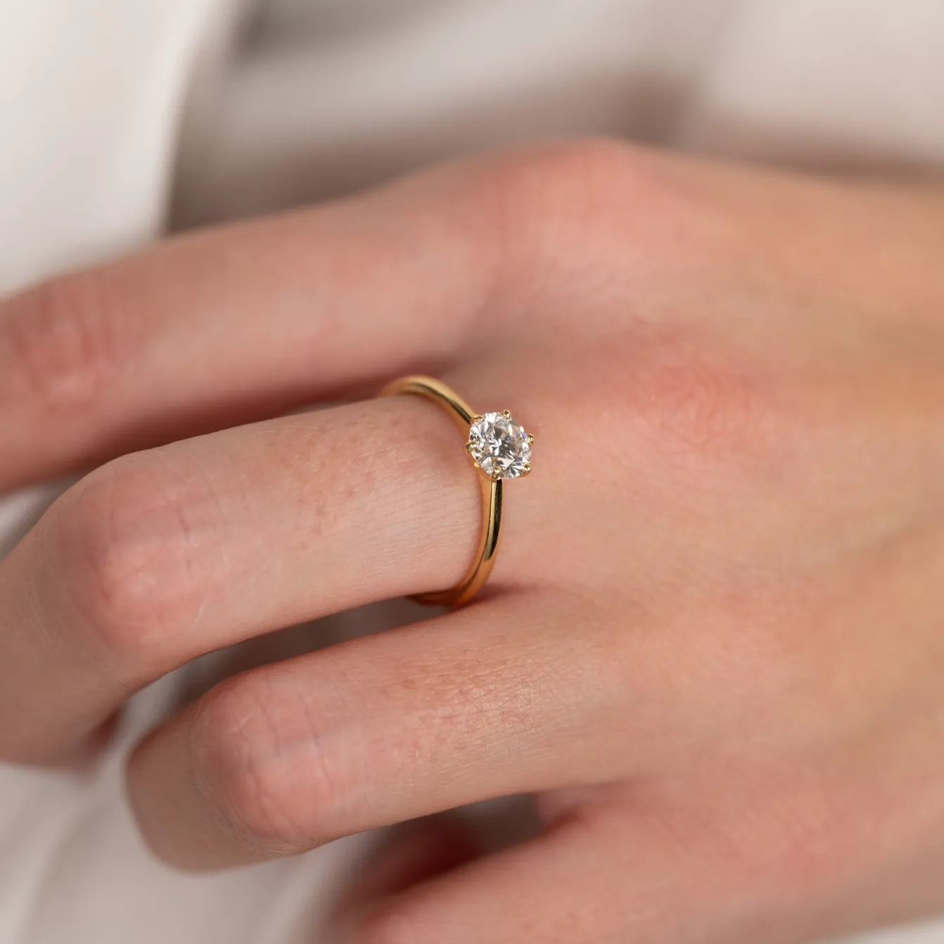 CLASSIC SOLITAIRE 6-PRONG DIAMOND RING - 0.75ct - YG