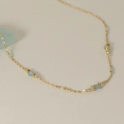 CORDELIA BLUE AQUAMARINE GOLDEN NECKLACE