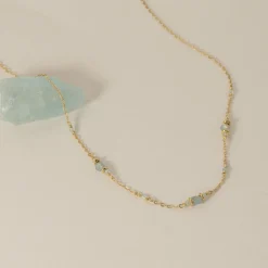CORDELIA BLUE AQUAMARINE GOLDEN NECKLACE