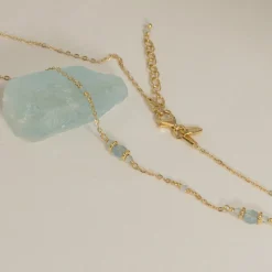 CORDELIA BLUE AQUAMARINE GOLDEN NECKLACE