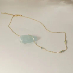 CORDELIA BLUE AQUAMARINE GOLDEN NECKLACE