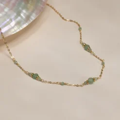 CORDELIA GREEN AVENTURINE GOLDEN NECKLACE
