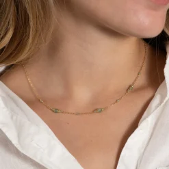 CORDELIA GREEN AVENTURINE GOLDEN NECKLACE