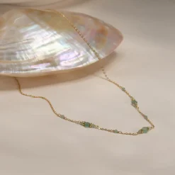 CORDELIA GREEN AVENTURINE GOLDEN NECKLACE