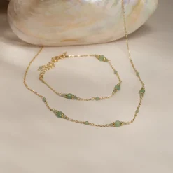 CORDELIA GREEN AVENTURINE GOLDEN NECKLACE