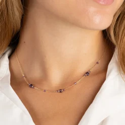 CORDELIA PURPLE AMETHYST GOLDEN NECKLACE