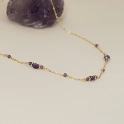 CORDELIA PURPLE AMETHYST GOLDEN NECKLACE