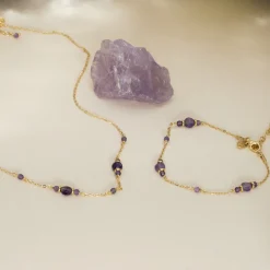 CORDELIA PURPLE AMETHYST GOLDEN BRACELET