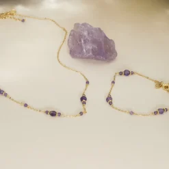 CORDELIA PURPLE AMETHYST GOLDEN NECKLACE