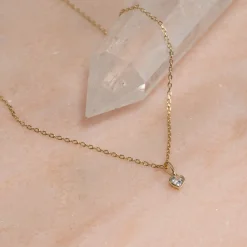 CRYSTAL HEART SOLID GOLD PENDANT