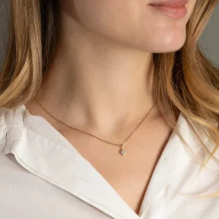 CRYSTAL HEART SOLID GOLD PENDANT