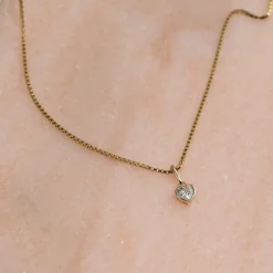 CRYSTAL HEART SOLID GOLD PENDANT