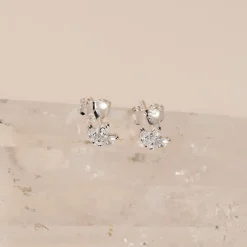 DAHLIA CRYSTAL SILVER EARRING